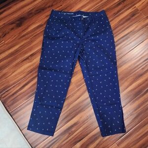 Talbots Women 14p Nautical Preppy Anchor Print Relaxed Chino Pants